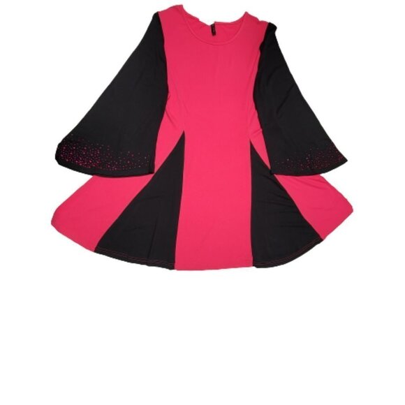 Pink and Black Tunic Kimono Sleeves Loose Fit Plus Size Tunic Top - New - Picture 6 of 7